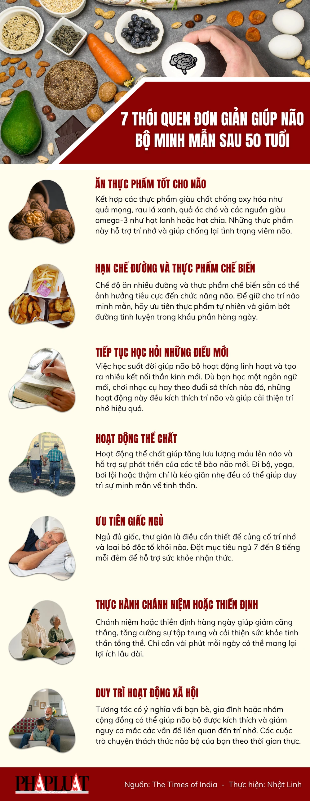 7 thói quen đơn giản giúp não bộ minh mẫn sau 50 tuổi