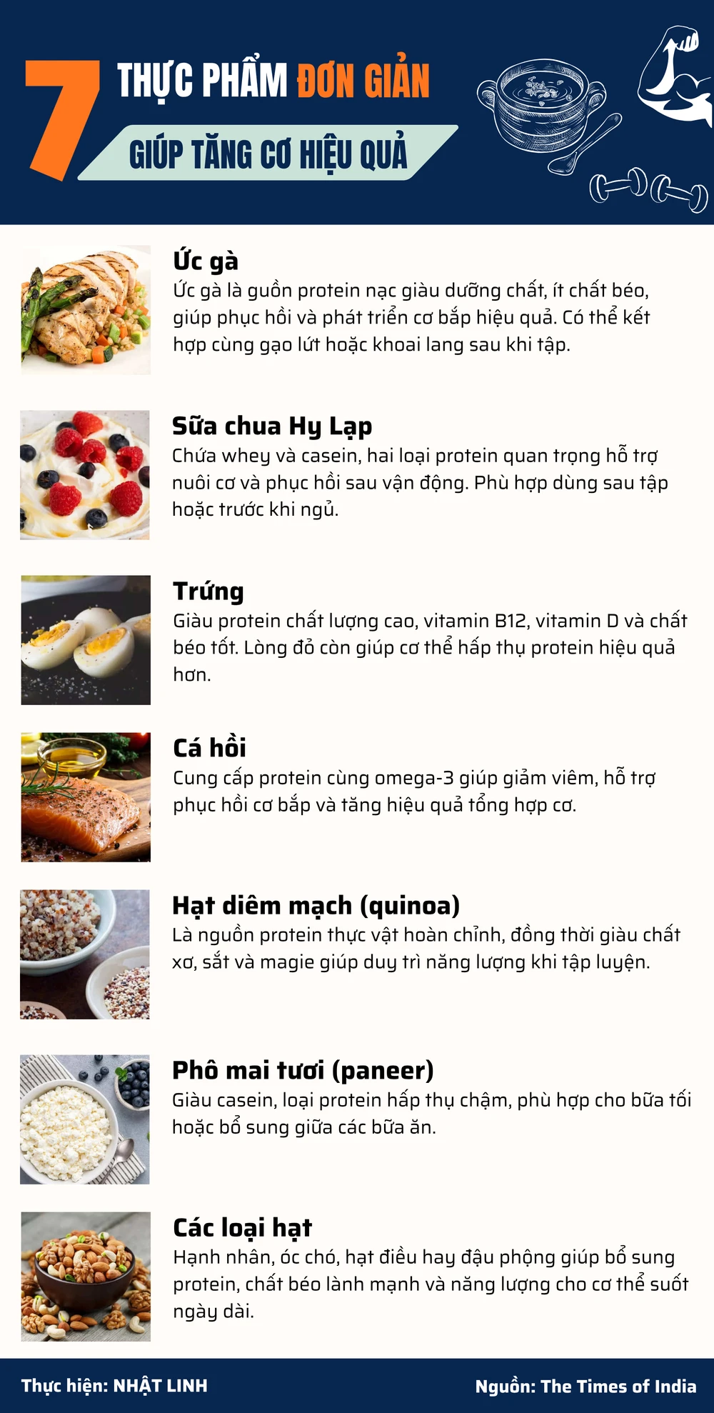 7 thực phẩm đơn giản giúp tăng cơ bắp