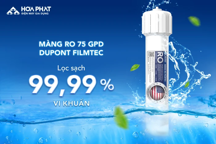 HyperS HPA885 có hệ thống lọc sử dụng màng RO Dupont Filmtec có kích thước lỗ 0,0001 micron.