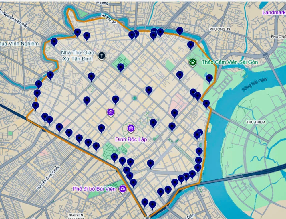 Vị trí lắp đặt camera giám sát ANRP tại khu vực trung tâm.
