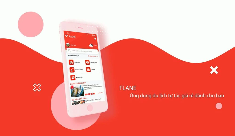 Giao diện màu đỏ chủ đạo của Flane