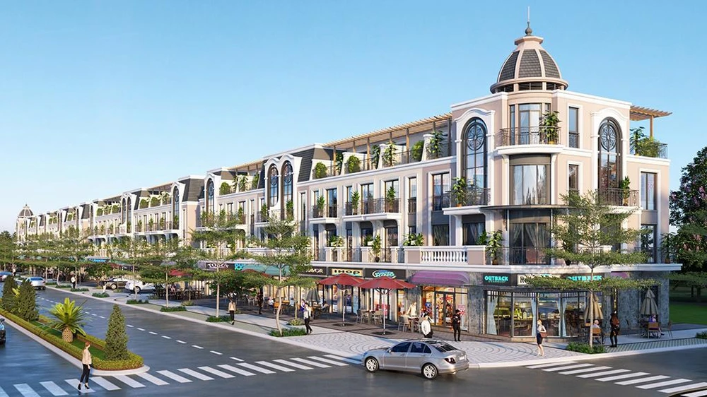 Phối cảnh một dãy shophouse của dự án Imperia Grand Plaza Đức Hòa, Long An