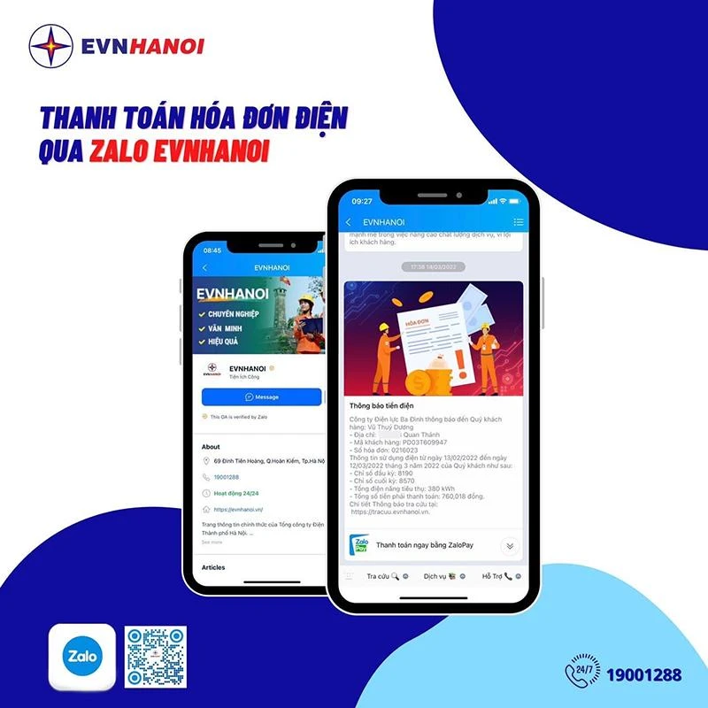 Cách tải trang EVNHANOI trên ứng dụng Zalo.