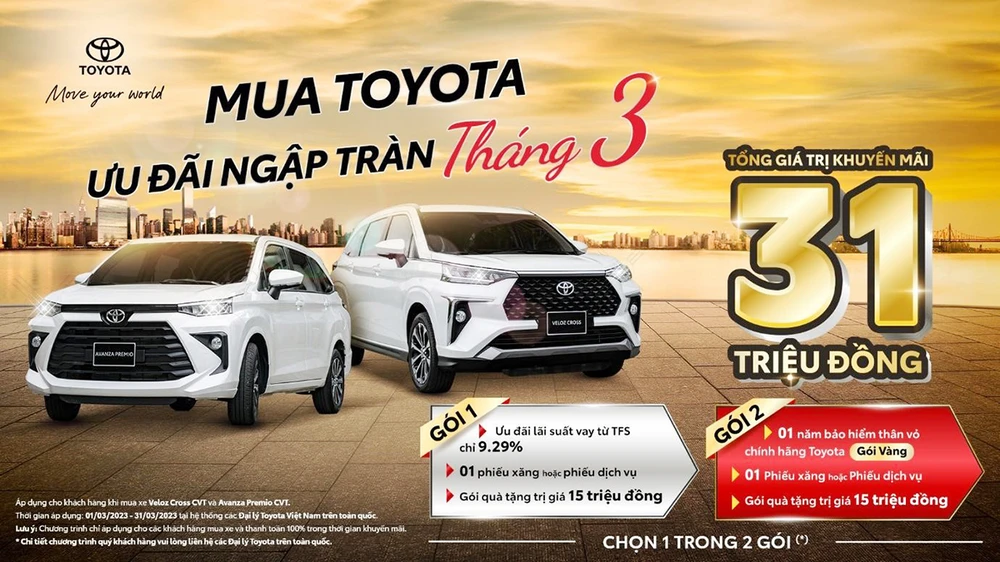 Toyota khuyến mãi tháng 3 cho hai mẫu xe Veloz Cross CVT, Avanza Premio CVT.