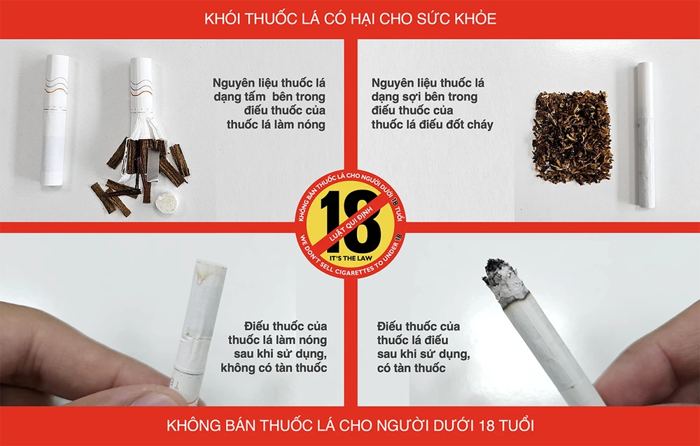 Mổ xẻ nguyên liệu thuốc lá tự nhiên bên trong điếu thuốc lá làm nóng và thuốc lá truyền thống.