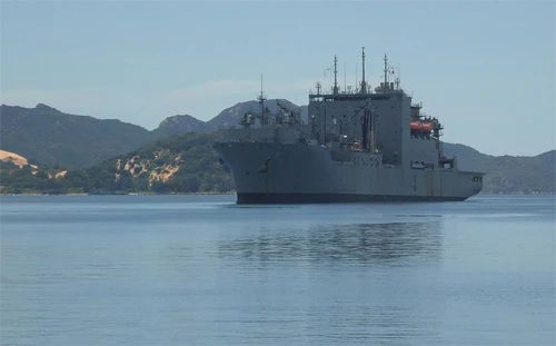 CAM RANH BAY, Vietnam (Aug. 18, 2011) - Military Sealift Command dry cargo/ammunition ship USNS Richard E. Byrd at anchor while undergoing a routine seven-day maintenance availability. Byrd is the first U.S. Navy ship to visit the port in more than 38 years. Byrd departed Cam Ranh Bay Aug. 23 to return to normal duties of supplying U.S. Navy ships at sea in the Western Pacific and Indian Ocean. (U.S. Navy photo by Anh Ho)