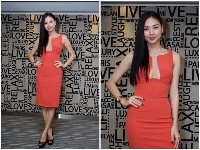 Ngô Thanh Vân từng xuất hiện với bộ cánh tông màu cam trang nhã. Thiết kế khá kín đáo phần thân váy nhưng lại vô cùng quyến rũ tại vùng ngực áo nhờ điểm xẻ sáng tạo. Trang phục có điểm nhấn sexy giúp nữ diễn viên Dòng màu anh hùng ghi điểm cộng về gu thời trang.