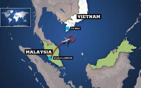 Máy bay đã mất tích trên vùng không phận tiếp giáp giữa Malaysia và Việt Nam.