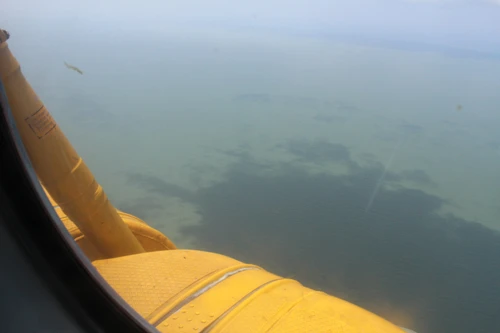 Từ trên cao nhìn xuống một vùng biển rộng lớn với những đoàn tàu cá bình thản câu lưới không báo hiệu điều gì đó bất thường