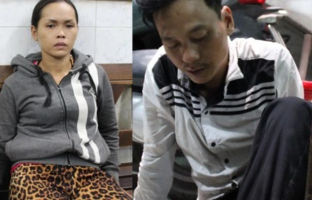 Nguyễn Hoàng Phi và Nguyễn Thị Thu Yến tại cơ quan công an