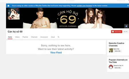 Sitcom ''Căn hộ số 69'' đã bị gỡ khỏi Youtube.