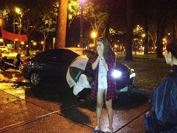 Người mẫu Kim Dung bị tai nạn xe hơi lúc nửa đêm ảnh 3