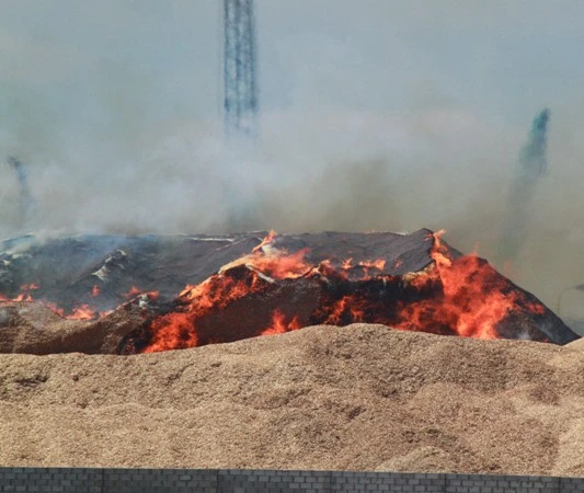 Bãi dăm gỗ trong Cảng Quy Nhơn bốc cháy dữ dội