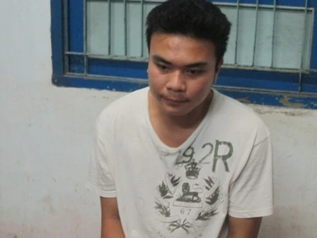 Đối tượng Sơn tại cơ quan công an