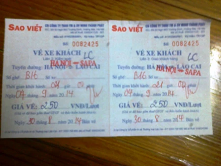 Vé mua tại Hà Nội ngày 4/9 nhưng ghi ngày bán vé là 30/8.