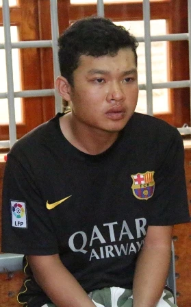 Đối tượng Nhâm tại cơ quan công an