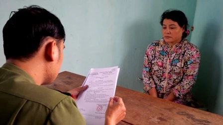 Đối tượng Nguyễn Thị Thanh tại cơ quan Công an