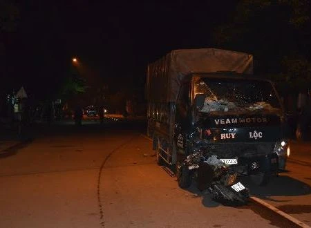 Hiện trường vụ tai nạn lúc rạng sáng ngày 21-1.