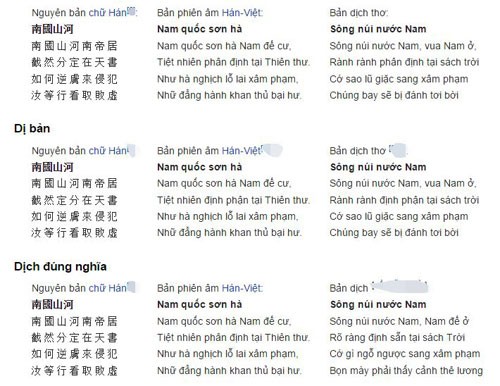 Những bản dịch bài thơ