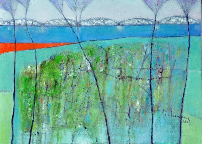 Bên sông Hương - tranh sơn dầu của Đinh Cường.