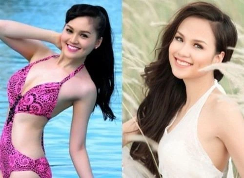 Trần Thị Thu Hiền (trái) như chị em với Hoa hậu Diễm Hương