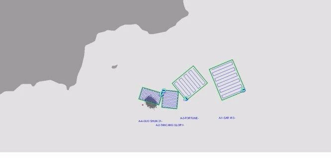 Phân vùng tìm kiếm 2 thuyền viên của tàu Thanh Dat 01 còn mất tích - Ảnh: Vietnam MRCC