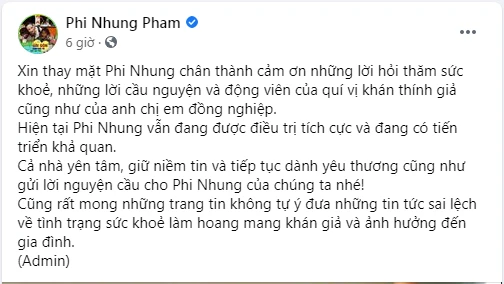 Sức khỏe ca sĩ Phi Nhung đã tiến triển tốt sau hơn một tháng điều trị COVID ảnh 1