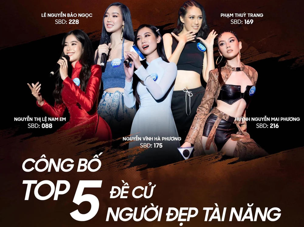 Top 5 Người đẹp Tài năng Miss World Vietnam 2022. Ảnh: BTC