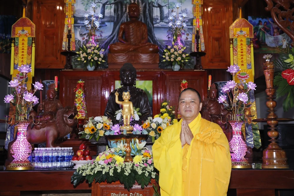 Thượng tọa Thích Giác Chí, trụ trì chùa Từ Vân (156 đường 6A, ấp 6A, xã Vĩnh Lộc B, huyện Bình Chánh, TP.HCM). Ảnh: NVCC