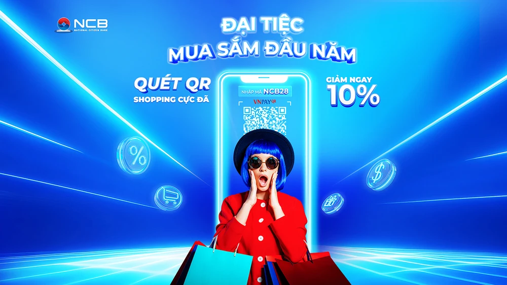 Khách hàng được giảm ngay 10% hóa đơn khi thanh toán qua mã QR code trên ứng dụng NCB iziMobile.jpg