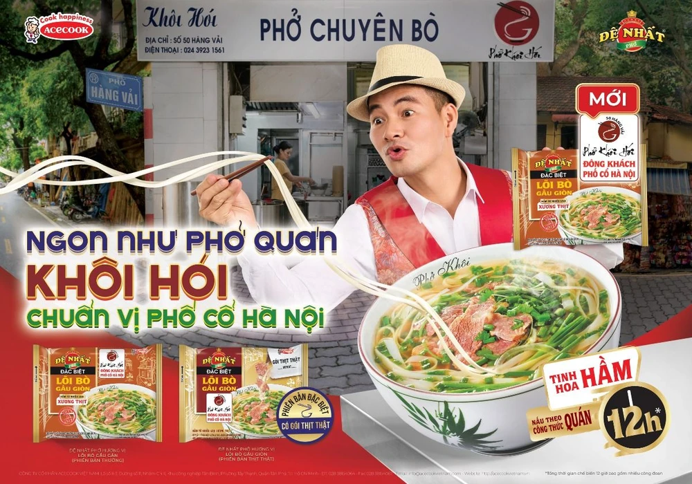 Acecook Việt Nam kết hợp cùng phở Khôi Hói mang hương vị phở lõi bò gầu giòn trứ danh đến mọi nhà.jpg