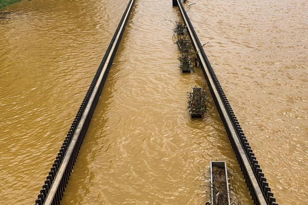 Những ngày này, nước lũ tại sông Hương đang rút dần, các công nhân bắt đầu dọn bùn đất ở cây cầu gỗ lim, công viên dọc bờ sông Hương để sớm phục vụ du khách.