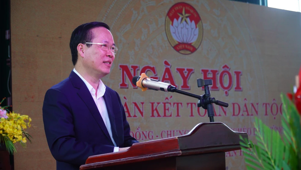 Ông Võ Văn Thưởng, Thường trực Ban bí thư phát biểu tại Ngày hội Đại đoàn kết dân tộc. Ông Võ Văn Thưởng, Thường trực Ban bí thư phát biểu tại Ngày hội Đại đoàn kết dân tộc.