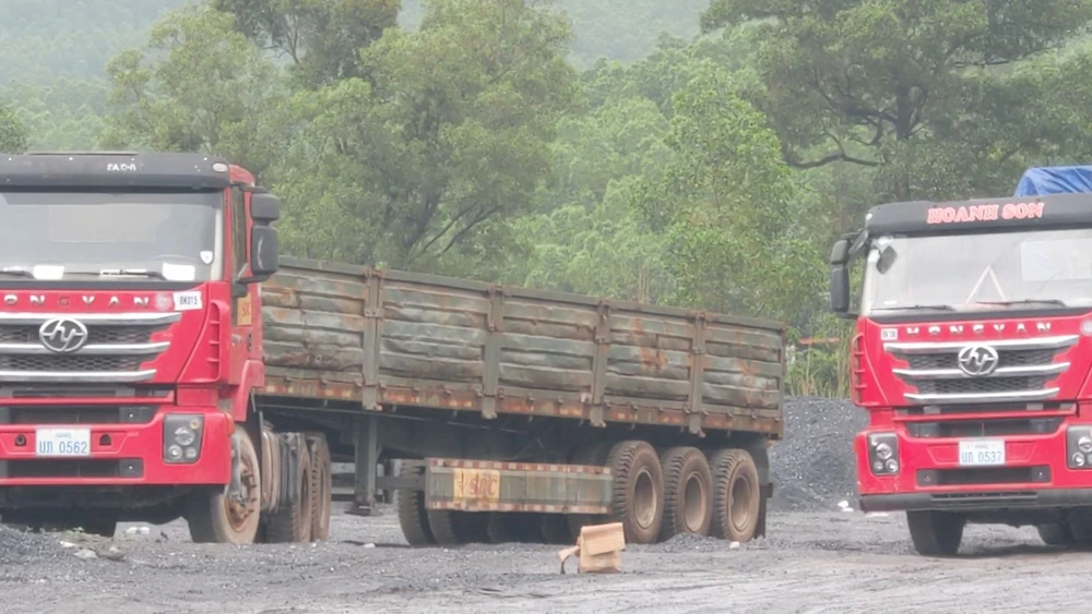 Bãi tập kết than của Tập đoàn Hoành Sơn tại thôn Thượng Lâm, xã Cam Thành.