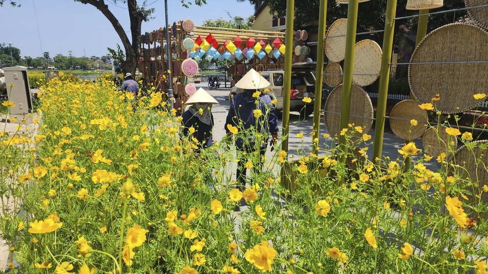 Trong khi đó, tại các tuyến đường dọc sông Hương và một số không gian diễn ra các chương trình thuộc Festival Nghề truyền thống Huế 2023, Trung tâm Công viên Cây xanh Huế cũng tăng cường lực lượng triển khai công tác lắp đặt, trang trí.