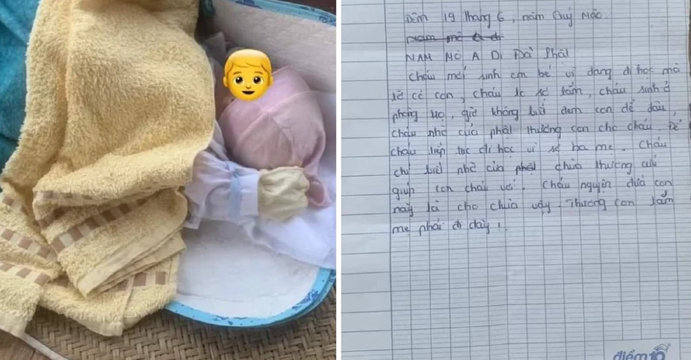 Cháu bé sơ sinh bị bỏ rơi trước chùa.