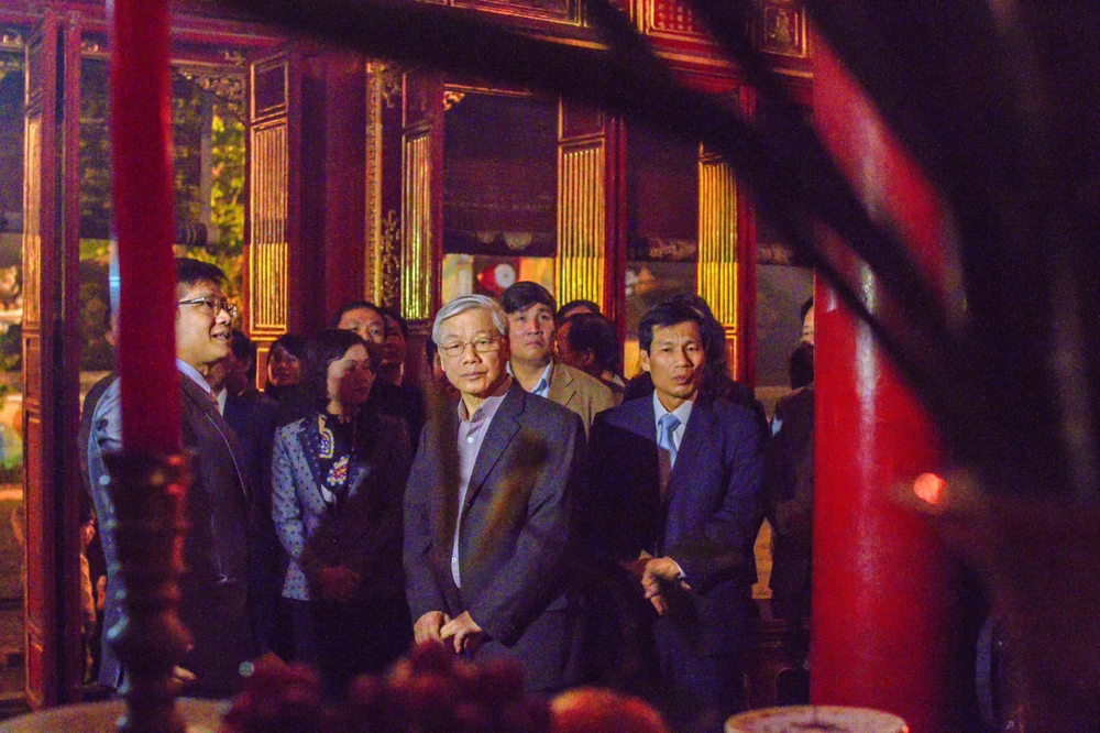 Tổng Bí thư Nguyễn Phú Trọng đến Đại nội Huế vào tháng 3-2014.