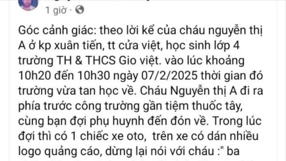 Thông tin bắt cóc học sinh ở Quảng Trị là sai sự thật