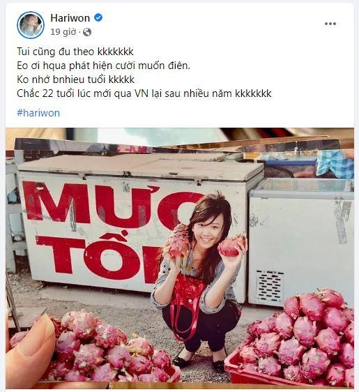 Hari Won đăng tải hình ảnh lúc mới sang Việt Nam để đu trend "đào mộ" ảnh. Ảnh: FBNV.