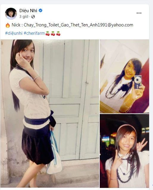 Nữ diễn viên Diệu Nhi cũng nhiệt tình hưởng ứng trend 'đào mộ' ảnh quá khứ bằng loạt ảnh "ngố tàu" của mình. Ảnh: FBNV.