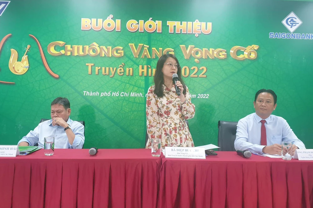 Bà Diệp Bửu Chi - Phó Tổng Giám đốc Đài Truyền hình TP.HCM chia sẻ tại buổi họp báo. Ảnh: HÀ NGUYỄN