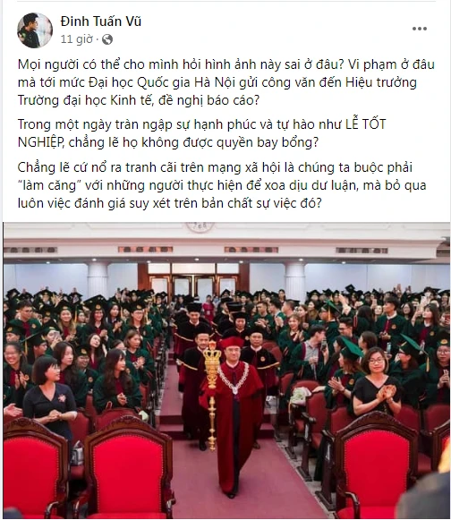 Đạo diễn Đinh Tuấn Vũ cũng đặt nghi vấn khi hình ảnh của PGS.TS Nguyễn Trúc Lê bị chỉ trích một cách vô lý. Ảnh: Chụp màn hình.