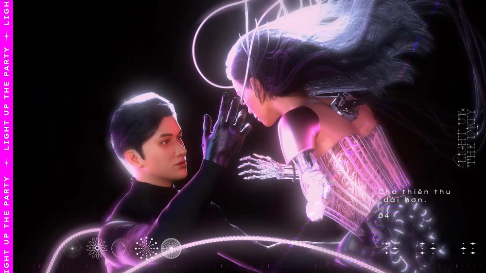 Hoàng Rob và Hồ Ngọc Hà xuất hiện trong MV bằng công nghệ AI. Ảnh: NSCC.