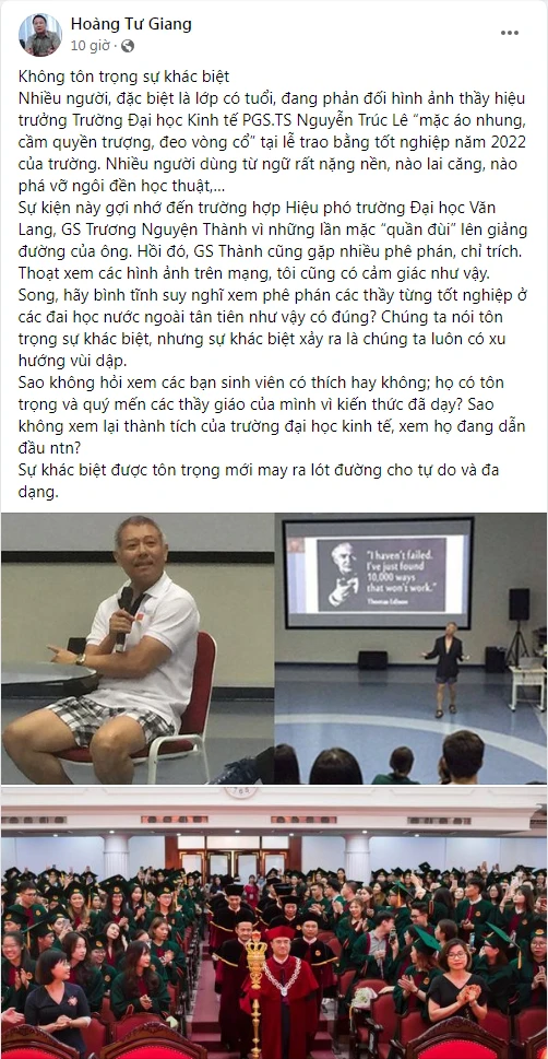 Nguyên văn bài viết của nhà báo Hoàng Tư Giang về vụ việc đang gây tranh cãi. Ảnh: chụp màn hình.