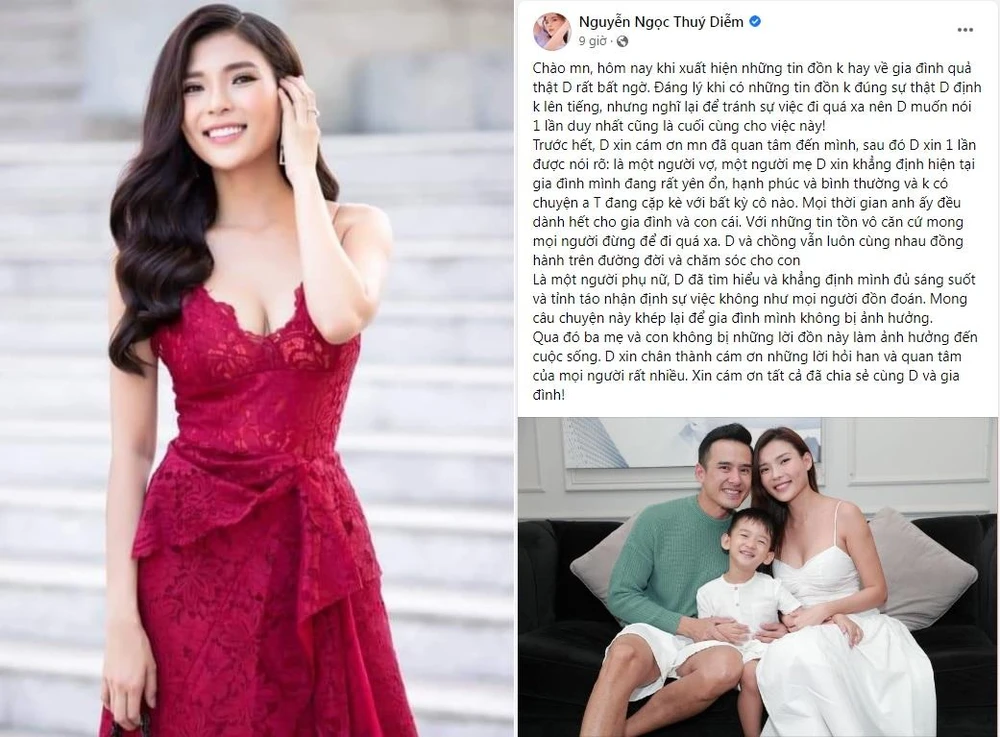 Nguyên văn bài chia sẻ của diễn viên Thúy Diễm về những tin đồn liên quan đến ông xã. Ảnh: FBNV.