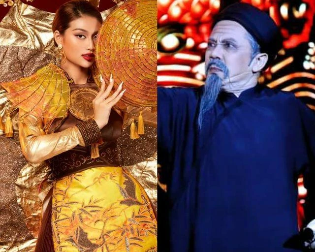 Hoa hậu Thiên Ân và NSƯT Thành Lộc. Ảnh: FBNV, Idecaf