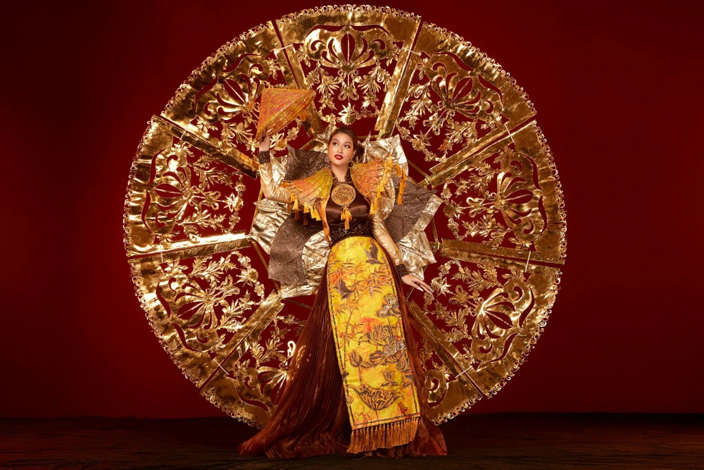 Đoàn Thiên Ân trong trang phục dân tộc tại Miss Grand International. Ảnh: FBNV