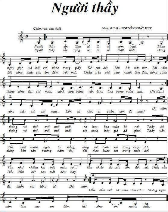 Ca khúc "Người thầy"- sáng tác của nhạc sĩ Nguyễn Nhất Huy. Ảnh: FBNV