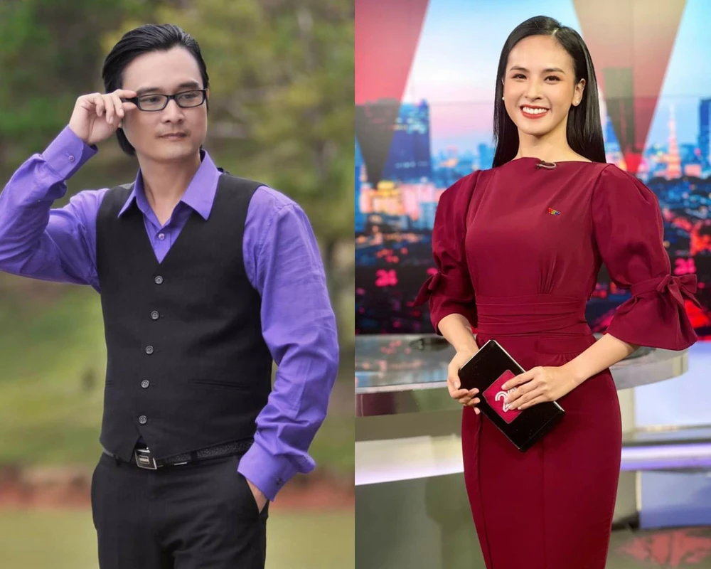 Từ trái sang: Nhạc sĩ Nguyễn Nhất Huy và MC Quỳnh Nga. Ảnh: FBNV