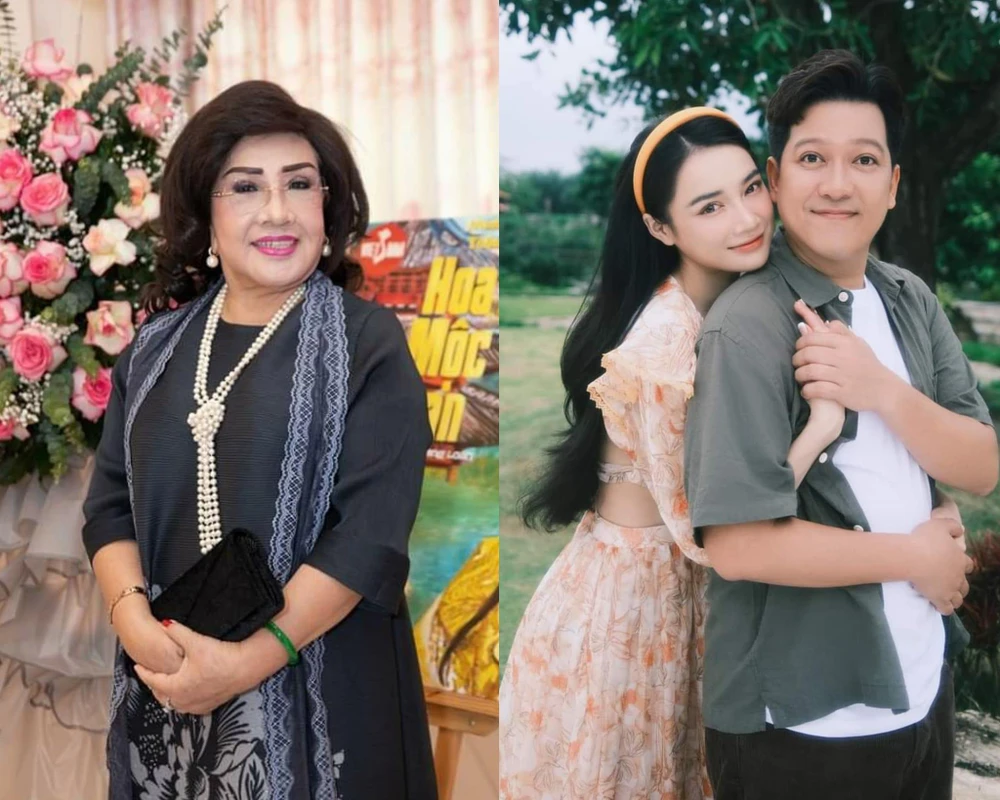 Từ trái sang: NSND Lệ Thủy, diễn viên Nhã Phương và Trường Giang. Ảnh: FBNV